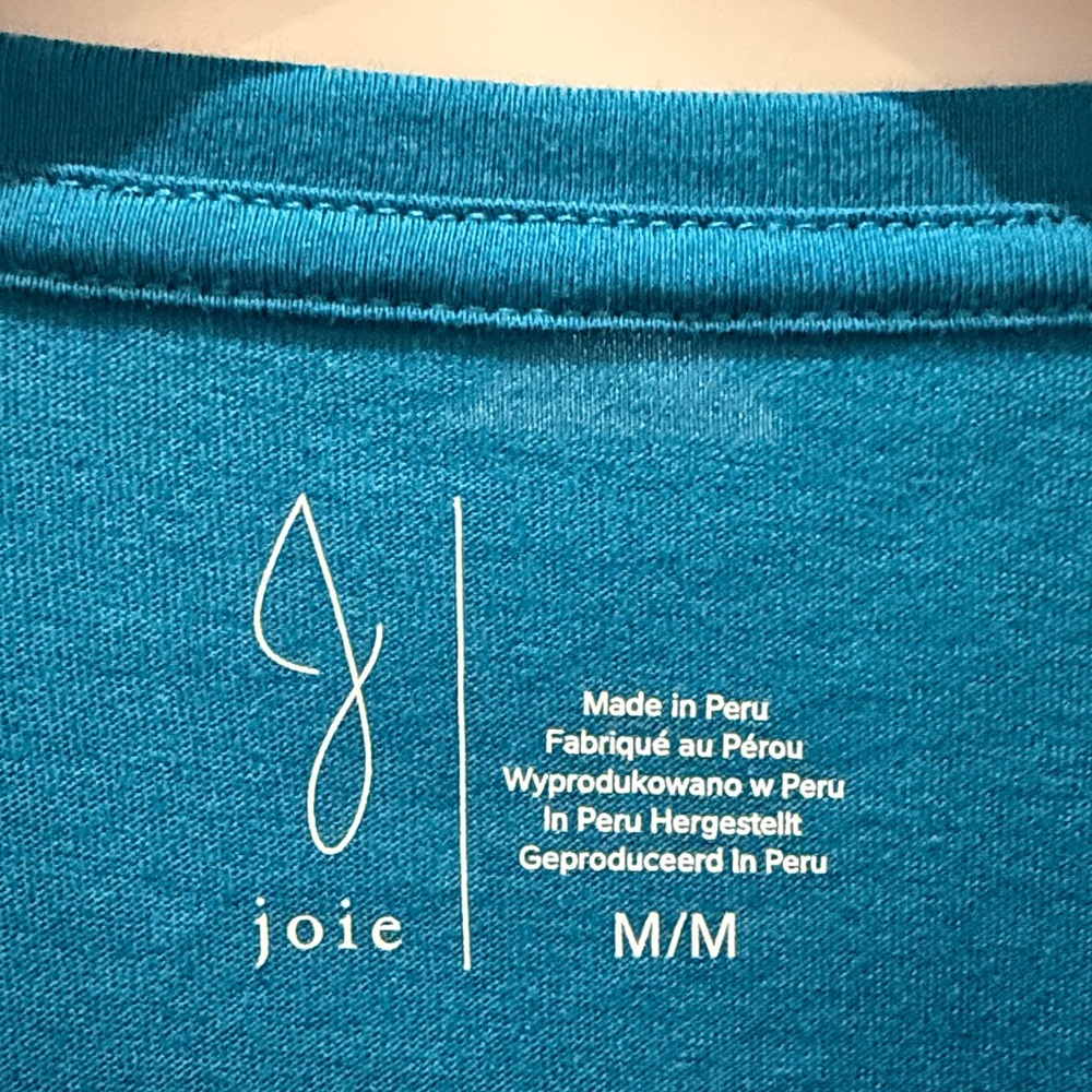 Joie Teal Blue Crew Neck Tee shirt NWT M - Picture 2 of 4